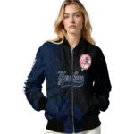 personalized new york yankees hexagon mesh navy black bomber jacket best selling