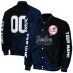 personalized new york yankees hexagon mesh navy black varsity jacket best selling