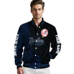 personalized new york yankees hexagon mesh navy black varsity jacket best selling