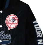 personalized new york yankees hexagon mesh navy black varsity jacket best selling