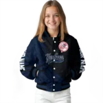 personalized new york yankees hexagon mesh navy black varsity jacket best selling