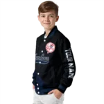 personalized new york yankees hexagon mesh navy black varsity jacket best selling