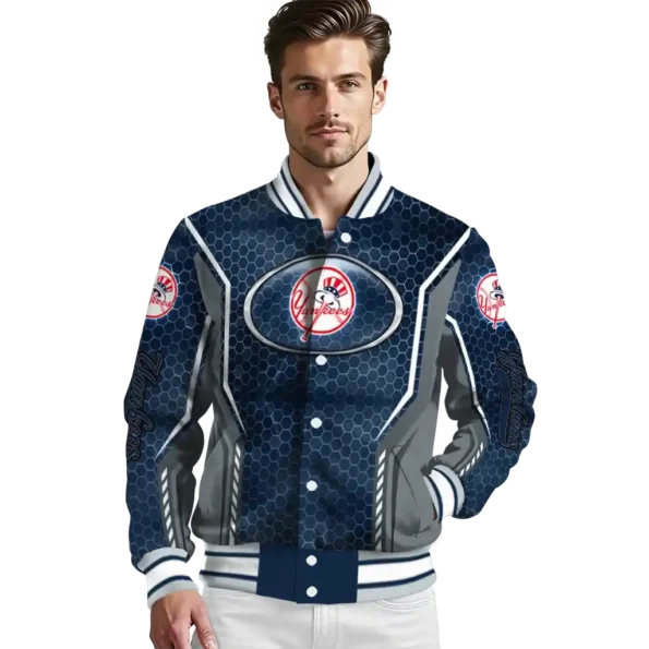 personalized new york yankees power plate navy varsity jacket high quality