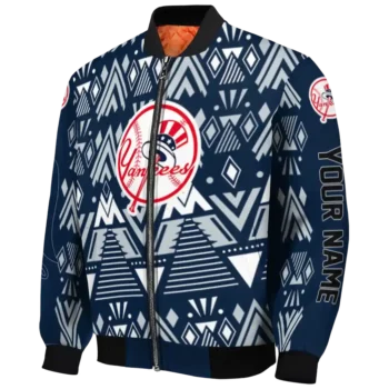 personalized new york yankees pyramid shapes navy bomber jacket best selling