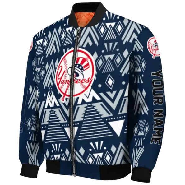 personalized new york yankees pyramid shapes navy bomber jacket best selling