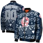 personalized new york yankees pyramid shapes navy bomber jacket best selling
