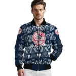 personalized new york yankees pyramid shapes navy bomber jacket best selling