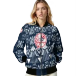 personalized new york yankees pyramid shapes navy bomber jacket best selling