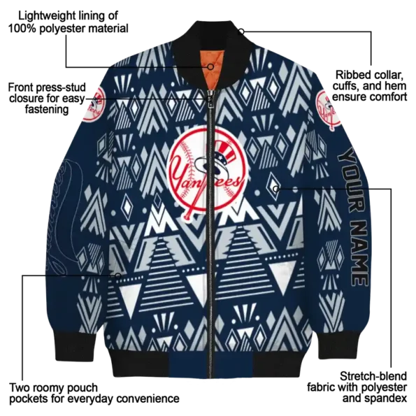 personalized new york yankees pyramid shapes navy bomber jacket new arrival