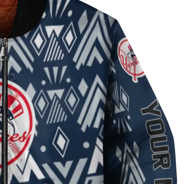 personalized new york yankees pyramid shapes navy bomber jacket premium grade