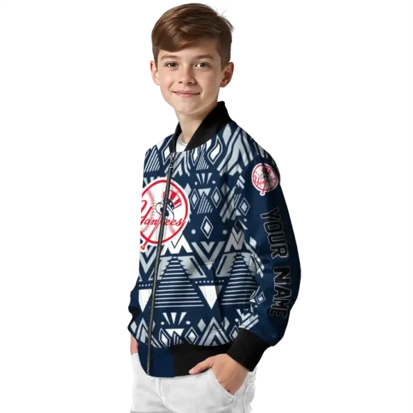 personalized new york yankees pyramid shapes navy bomber jacket trendy