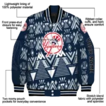 personalized new york yankees pyramid shapes navy varsity jacket best selling