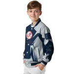 personalized new york yankees spider mark navy varsity jacket best selling