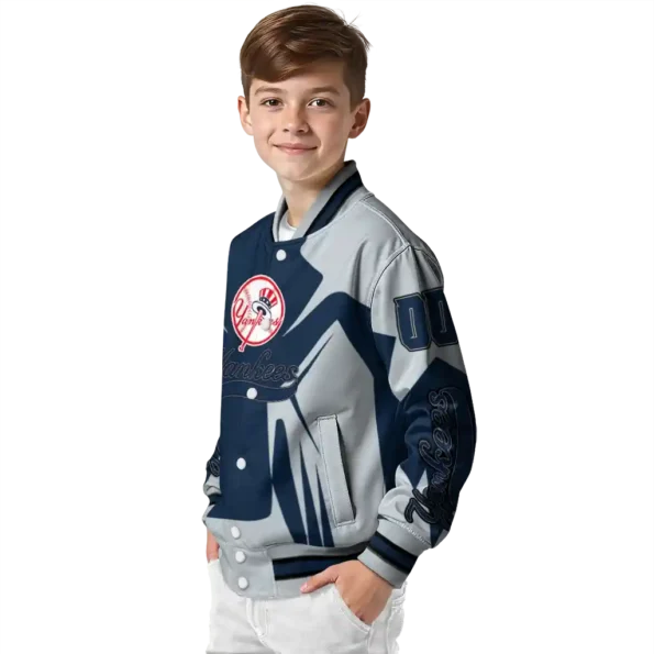 personalized new york yankees spider mark navy varsity jacket trendy