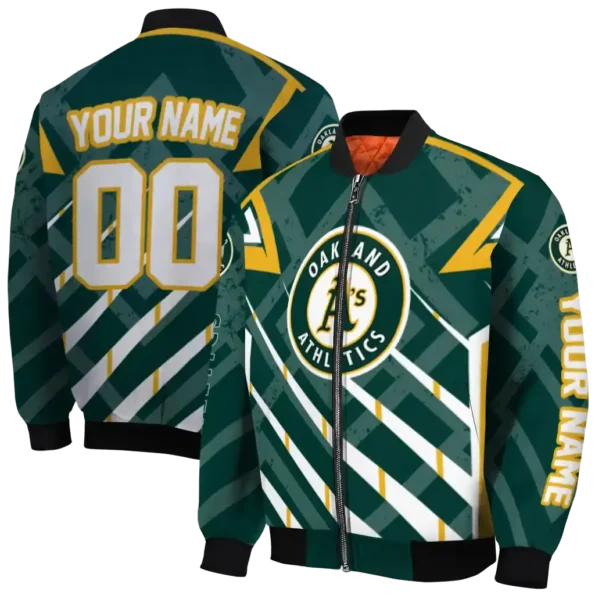 personalized oakland athletics chevron angles green bomber jacket fashion forward