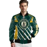personalized oakland athletics chevron angles green bomber jacket best selling