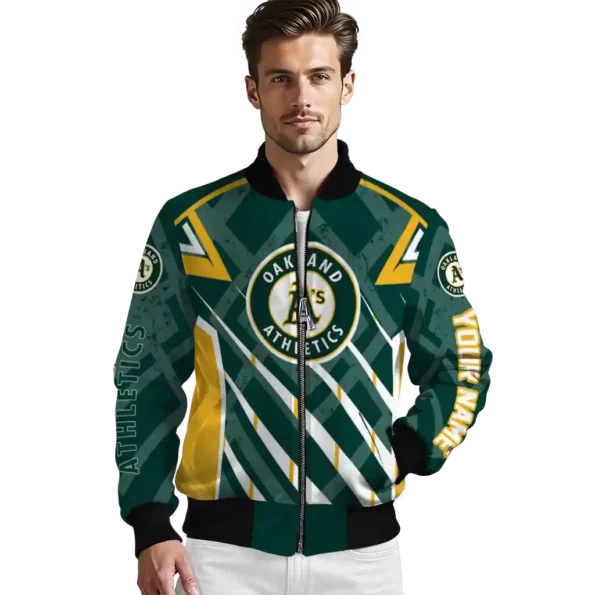personalized oakland athletics chevron angles green bomber jacket high quality