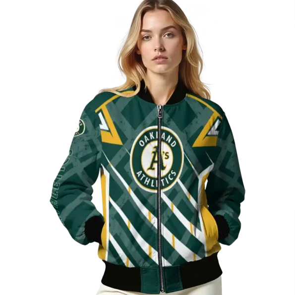 personalized oakland athletics chevron angles green bomber jacket latest model