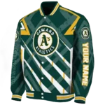 personalized oakland athletics chevron angles green varsity jacket best selling