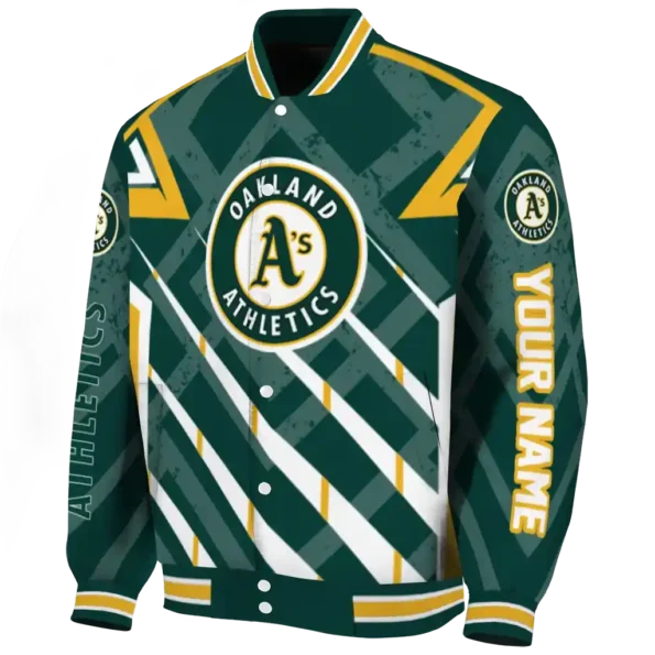 personalized oakland athletics chevron angles green varsity jacket best selling