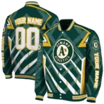 personalized oakland athletics chevron angles green varsity jacket best selling
