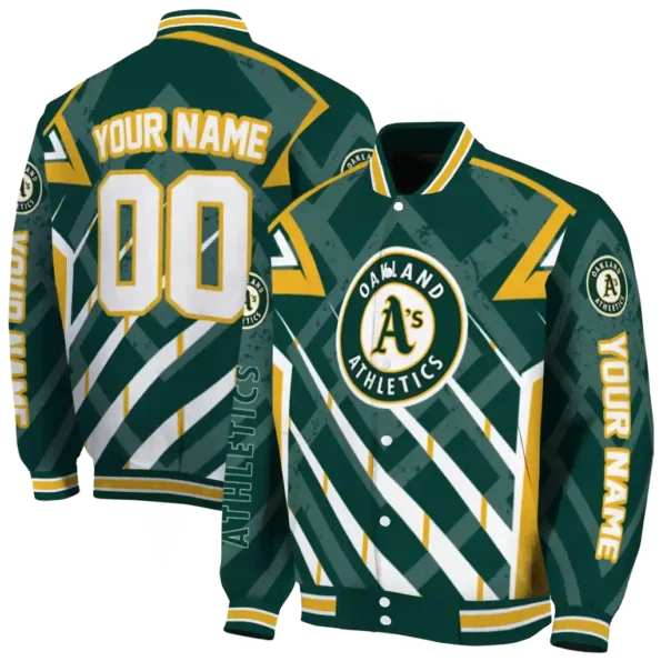 personalized oakland athletics chevron angles green varsity jacket fashion forward