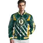 personalized oakland athletics chevron angles green varsity jacket best selling
