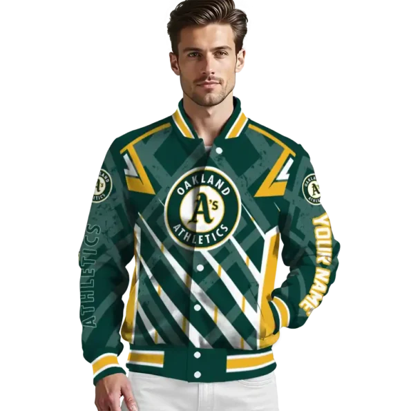 personalized oakland athletics chevron angles green varsity jacket high quality