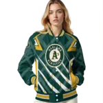 personalized oakland athletics chevron angles green varsity jacket best selling