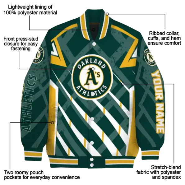personalized oakland athletics chevron angles green varsity jacket new arrival