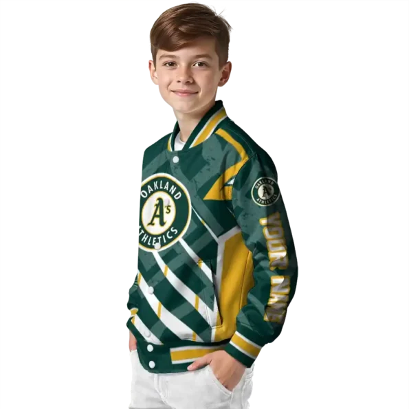 personalized oakland athletics chevron angles green varsity jacket trendy