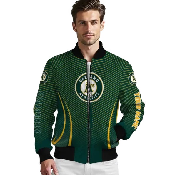 personalized oakland athletics chevron arrow green bomber jacket high quality