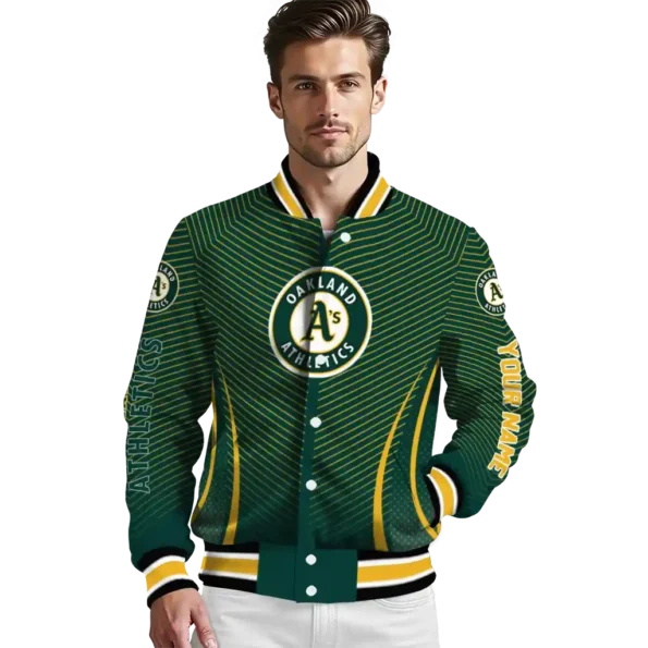 personalized oakland athletics chevron arrow green varsity jacket high quality