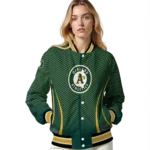 personalized oakland athletics chevron arrow green varsity jacket best selling
