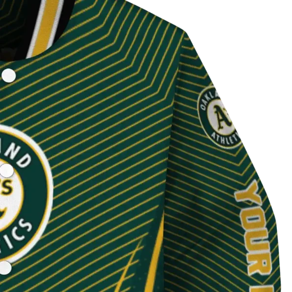 personalized oakland athletics chevron arrow green varsity jacket premium grade