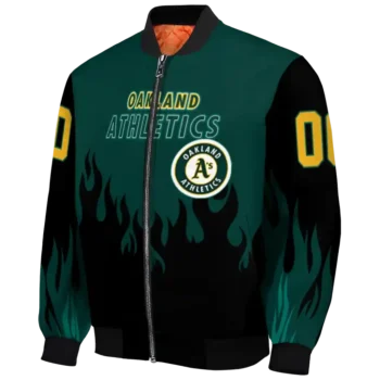 personalized oakland athletics flame border green black bomber jacket best selling