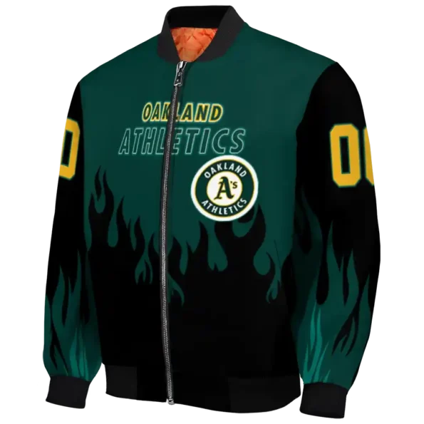 personalized oakland athletics flame border green black bomber jacket best selling