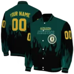 personalized oakland athletics flame border green black varsity jacket best selling