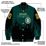 personalized oakland athletics flame border green black varsity jacket best selling