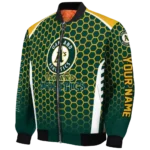 personalized oakland athletics hexagon grid green bomber jacket best selling