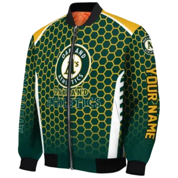 personalized oakland athletics hexagon grid green bomber jacket best selling