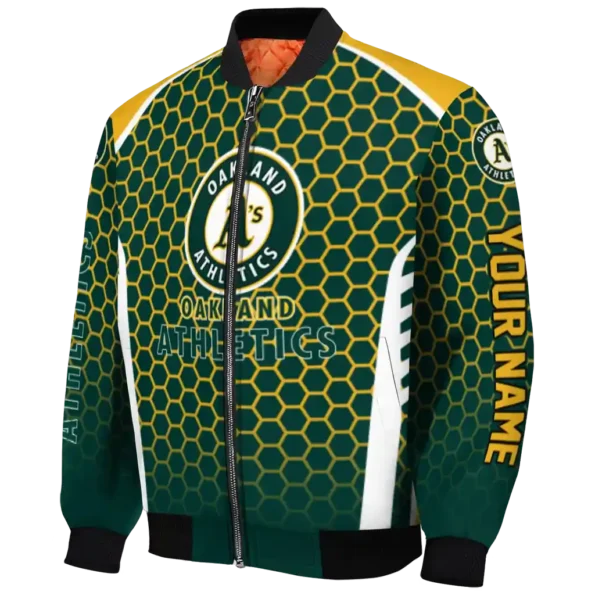 personalized oakland athletics hexagon grid green bomber jacket best selling