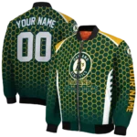 personalized oakland athletics hexagon grid green bomber jacket best selling