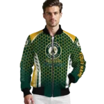 personalized oakland athletics hexagon grid green bomber jacket best selling