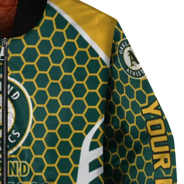 personalized oakland athletics hexagon grid green bomber jacket premium grade