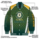 personalized oakland athletics hexagon grid green varsity jacket best selling