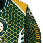 personalized oakland athletics hexagon grid green varsity jacket best selling
