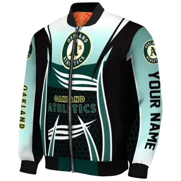 personalized oakland athletics mesh effect green black bomber jacket best selling