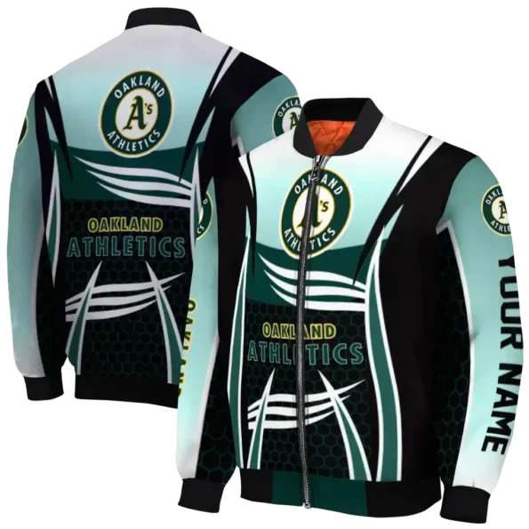 personalized oakland athletics mesh effect green black bomber jacket fashion forward