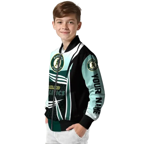 personalized oakland athletics mesh effect green black bomber jacket trendy